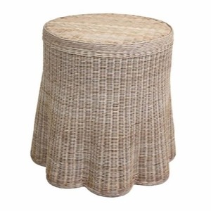 Tabouret en rotin d'artisanat vietnamien, table d'appoint festonnée en osier naturel pour salon, chambre à coucher, meubles de décoration intérieure - Product Image 2