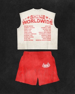 Ensemble de débardeurs pour hommes Shine, rouge et blanc, sans manches, col rond, style streetwear, respirant, en polyester, tricoté, vêtements de mode d'été - Product Image 3