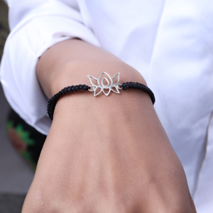 Bracelet en argent sterling 925 avec cordon lotus pour usage quotidien, réglable, protection, bracelet fin, réglable, tendance, cadeau, à porter tous les jours - Product Image 3