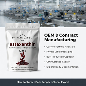 Cápsulas de Astaxantina 12mg a Granel, Extracto de Microalgas, Fabricante OEM ODM, Marca Privada, GMP - Product Image 2