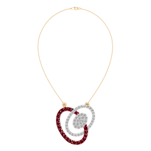 สร้อยคอจี้หมุนวน925เงินแท้พร้อมพลอยทับทิมและเพชรสีขาวทองการออกแบบที่หรูหราของขวัญที่สมบูรณ์แบบสำหรับผู้หญิง - Product Image 1