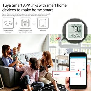 เซ็นเซอร์วัดอุณหภูมิและความชื้นอัจฉริยะ Zigbee LCD สำหรับบ้านอัจฉริยะและห้องเด็ก - Product Image 4