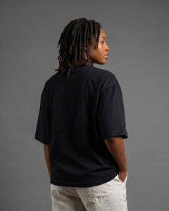 T-shirt Boxy Femme à Épaules Tombantes, Col Rond Oversize, Coupe Ample Décontractée, Noir - Product Image 3