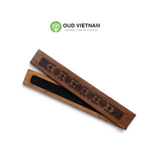กล่องไม้สำหรับใส่ธูปทรงสี่เหลี่ยมผืนผ้า ขนาด 22 ซม. พร้อมแผ่นรองกันไฟ สำหรับใส่ไม้หอมอูดและบาคูร์ - Product Image 5