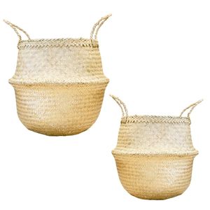 Decorative Handmade SEAGRASS <b>BELLY</b> <b>BASKETS</b> for Plant Pot Cover and Decor, Foldable Natural Fiber Storage <b>Basket</b> - Product Image 1