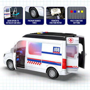 Voiture d'ambulance musicale à friction de qualité supérieure avec lumières LED clignotantes et son de sirène réaliste, disponible à la vente - Product Image 4