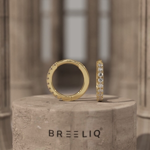 BREELIQ Magnifiques boucles d'oreilles créoles en diamant de laboratoire, or blanc 14 carats, taille ronde, bijoux étincelants pour femmes - Product Image 1