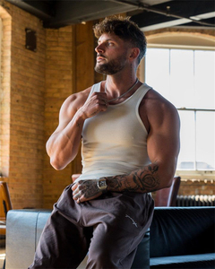 Nouveau débardeur côtelé en polyester pour homme 2026 – Blanc, noir, gris – Idéal pour le fitness et la gym - Product Image 3