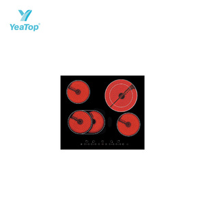 Table de cuisson <span class=keywords><strong>vitrocéramique</strong></span> encastrable noire 4 feux infrarouges, plaque de cuisson électrique radiante avec commande tactile, appareil de cuisine - Product Image 1