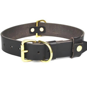 Collar de perro de cuero real negro de doble capa resistente, diseño personalizado, accesorios para perros hechos a mano con accesorios de latón ajustables - Product Image 4