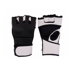 Custom Leather MMA Gloves with <b>Hook</b> and Loop Closure Silk Screen Printed Design Adult Use - Product Image 1