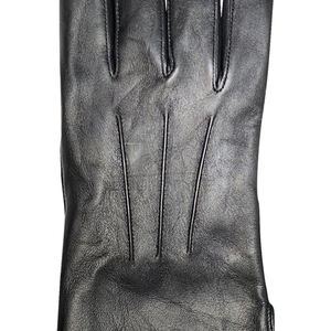 Black Sheepskin Leather <b>Gloves</b> Designed For Men Wrist Length Plain Style Daily Use Durable Comfortable Cold Weather <b>Gloves</b> - Product Image 4