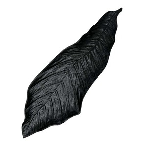 Assiette en métal noir en forme de feuille, vaisselle fantaisie avec texture veineuse pour la décoration de fête - Product Image 5