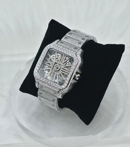 Reloj de Lujo para Hombre, Automático, de Acero Inoxidable, con Esfera Cuadrada Esqueletizada, Cristal Analógico, Resistente al Agua, con Moissanita - Product Image 3