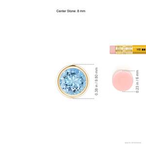 14k <b>Solid</b> <b>Gold</b> Bezel-set Round Brilliant Cut Natural Aquamarine Solitaire <b>Pendant</b> Necklace Everyday Wear IGI Certified <b>Pendant</b> - Product Image 3