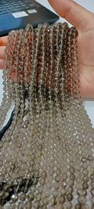 Perles de quartz fumé brun naturel, forme ronde, facettées, 5-6 mm - Product Image 2