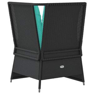 Canapé de jardin compact en rotin PE noir avec pieds réglables - Product Image 6