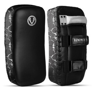 Venomous <b>Black</b> Thunder Thai Pads Leather MMA Kickboxing Strike Shield Arm Training Pads Adjustable Non-Slip Heavy Duty - Product Image 5