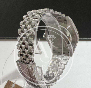 Reloj de Lujo con Incrustaciones de Moissanita y Cuarzo, con Esfera Redonda de Acero Inoxidable, Visualización Analógica con Números Arábigos, para Hombre y Mujer - Product Image 4
