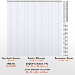 16 Strisce di PVC per Tende a Strisce, Altezza 244 cm x Larghezza 244 cm, Spessore 2 mm, Trasparenti e Lisce, per Porte Industriali con Sovrapposizione del 50% - Product Image 5