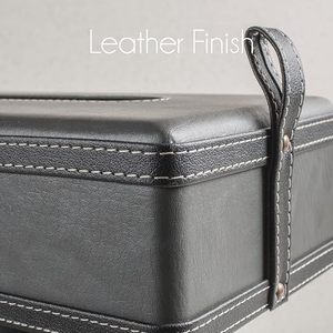 Modern Leather Tissue Box Tissue Box Holder Napkin Box for <b>Bathroom</b> Home Office and Restaurant <b>Light</b> Grey Leather Tissue Box - Product Image 2