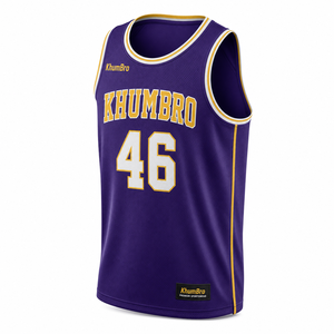Maillot de basket-ball personnalisé KhumBro violet pour homme, débardeur sans manches en mesh, impression sublimée, nom de l'équipe 46, unisexe, adulte, coupe classique - Product Image 2