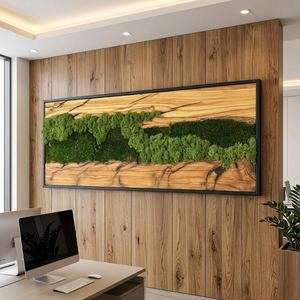 Panel de madera artesanal horizontal hecho a mano con musgo orgánico, diseño de cañón, decoración con temática forestal, acento interior orgánico - Product Image 6