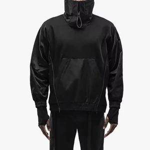 Sweat à capuche Techwear personnalisé pour homme, col montant Cyberpunk, streetwear tactique, pull-over urbain Ninja Darkwear, sweat-shirt oversize - Product Image 6