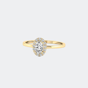 Bague Halo Minimaliste en Diamant Taille Ovale 0,60 CTW, Monture Solitaire Délicate en Or, Certifiée IGI, Bijoux de Fiançailles, Mariage et Soirée - Product Image 1