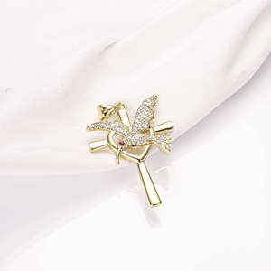 Colgante de cruz de colibrí con diamante cultivado, joyería fina para mujer, oro macizo, amuleto de animal, venta al por mayor, colgante de diamante para mujer - Product Image 3