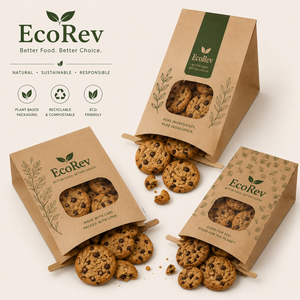 Eco-friendly <b>Biodegradable</b> Kraft <b>Paper</b> Food Grade Stand up Pouch with Transparent Window Handle Four-Color Printing - Product Image 4