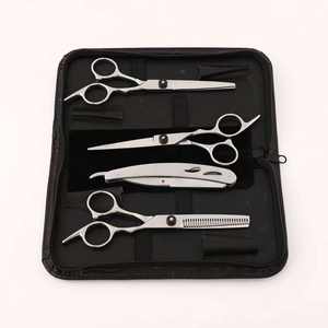 Ensemble d'outils de coupe professionnels en acier inoxydable de qualité supérieure, ciseaux de salon, kit de barbier, lame plate à dents aiguisées de 6 pouces, ANAAIF - Product Image 1