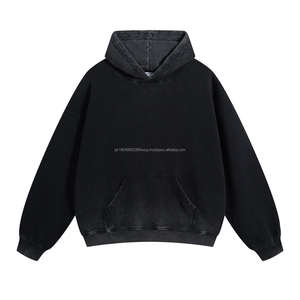 Sweat-shirts à capuche pour hommes en coton délavé à l'acide, coupe oversize à épaules tombantes, style baggy, mode décontractée, personnalisables avec logo, vente en gros - Product Image 2