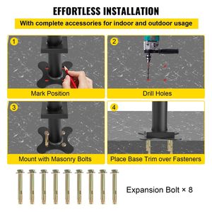 Kit di ringhiera per scale esterne da 5 piedi con angolo regolabile corrimano in alluminio nero per interni/esterni 0-5 gradini per anziani - Product Image 6