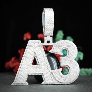Pendentif en argent sterling 925 avec lettres et chiffres, diamant moissanite VVS taille brillant rond, idéal pour un cadeau par Phoenix Enterprise - Product Image 5