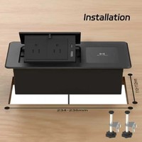 Prise de courant escamotable manuelle avec charge sans fil pour bureau, 2 prises CA, 1 port de charge USB-A, 1 port USB Type-C