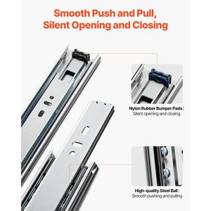 Guide per cassetti a sfera a estrazione totale da 24 pollici, 10 paia, capacità di carico 100 libbre, guide per cassettiere a montaggio laterale per impieghi gravosi - Product Image 6