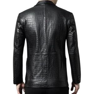 Veste/manteau d'hiver en cuir de crocodile véritable pour homme avec doublure en soie - Product Image 2