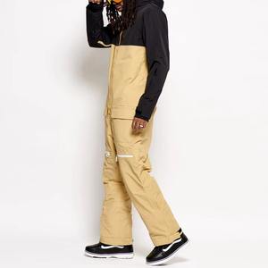 Traje de esquí impermeable unisex de una pieza con diseño de panel, mono de nieve transpirable negro con capucha y cremallera - Tex - Product Image 5