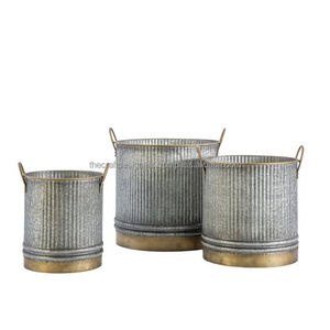 Holiday Flower Garden Buckets Set of 3 Custom Design Galvanized Planters Large Pots Decorative Christmas Planters and Garden <b>Bin</b> - Product Image 2
