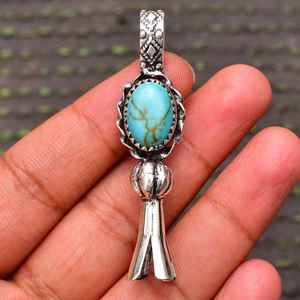 Collar con Colgante de Plata de Ley Turquesa, Joyería Artesanal con Piedras Preciosas en Forma de Cruz para Mujer, Regalo al por Mayor, Moda Clásica de Alta Gama - Product Image 4