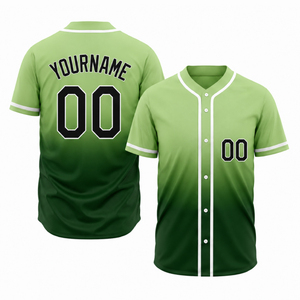 Camiseta de Béisbol con Estampado de Gradiente por Transferencia de Calor Personalizada, Malla Transpirable, Cierre Completo con Botones, Camiseta Deportiva de Secado Rápido 100% - Product Image 6