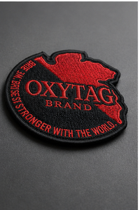 Oxytag Brand Embroidered Patch Iron-On Irregular Shape <b>Black</b> Red Cloth Decoration Custom Colour OEM Wholesale Rate Patches - Product Image 3