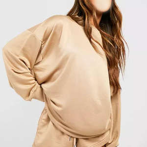 Sweat-shirt court à col rond pour femme, personnalisé, décontracté, 100 % coton blanc, prix de gros - Product Image 4