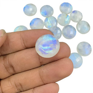 Piedra Lunar Natural Redonda, Color Blanco Nieve Pulido, para Joyería, Gema Suelta MRGEMS - Product Image 6