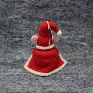 Handcrafted <b>Wool</b> Mouse Christmas Ornament Red Santa Hat Green Gift Indoor Decor Traditional Style 3.9in Height - Product Image 5