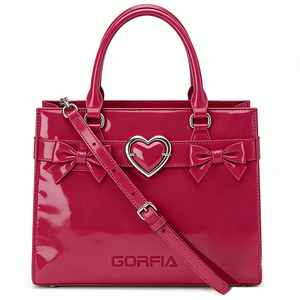 Elegante Bolso de Mano de Cuero Patentado para Mujer, Diseño de Marca, Impermeable, con Correa Cruzada Desmontable y Decoración de Corazón - Product Image 2