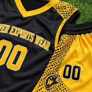 Custom Basketball Uniform Black <b>Yellow</b> Sublimation Jersey <b>Shorts</b> Set Custom Print Personalized Logo Bulk Orders For League - Product Image 3