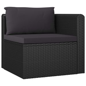 Set da salotto in Poly Rattan nero da 7 pezzi con comodi cuscini per mobili da esterno - Product Image 6