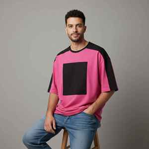 Custom Made High Quality 100% Cotton 180gsm Custom Digital Printed logo Solid 2 Tone Loose Fit Breathable Drop Shoulder T-shirt - Product Image 5